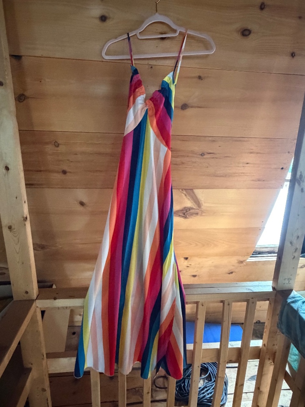 Multicolored vertical stripe maxi dress A-Line